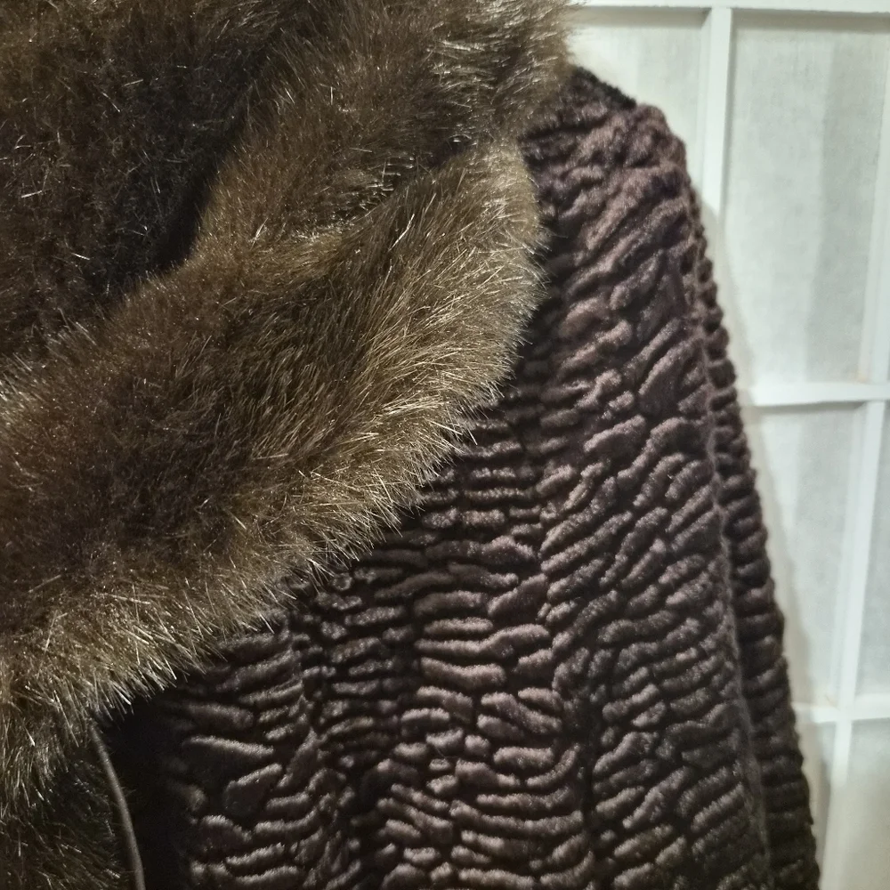 Vintage Brown Faux Fur Coat Sz L - Picture 12 of 15